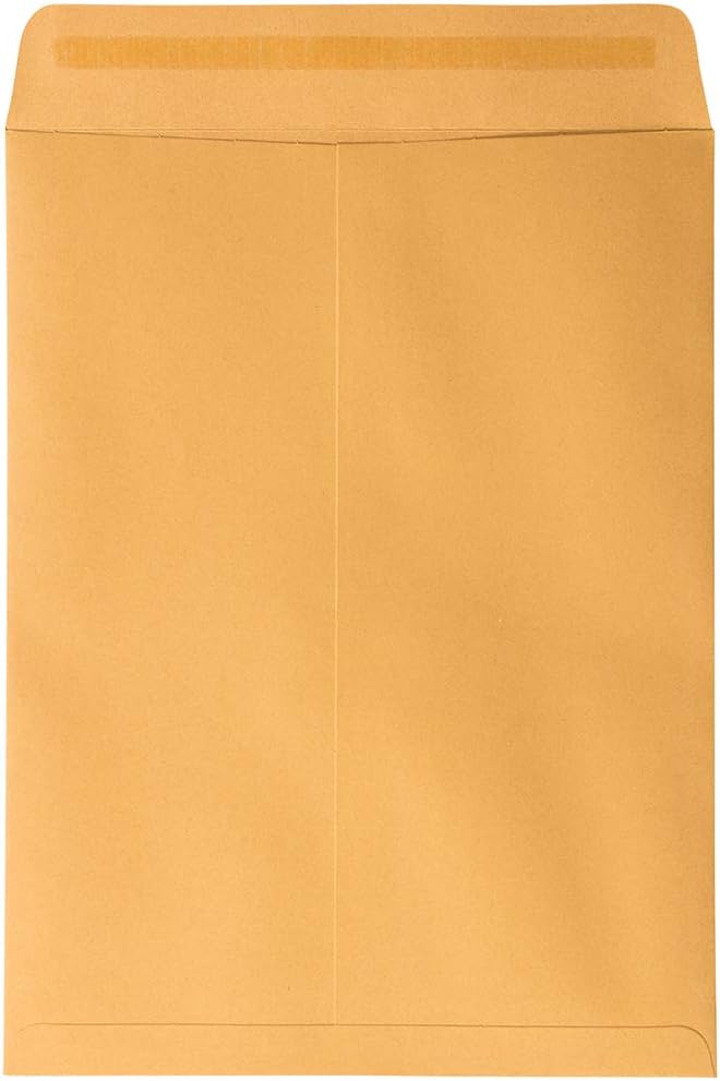 JAM PAPER 9 x 12 Open End Catalog Premium Envelopes with Peel and Seal Closure - Brown Kraft Manila - 50/Pack