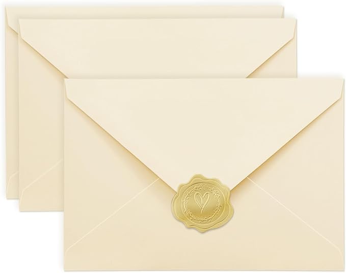 50 PCS Cream A4 Envelopes for Invitation, 4x6 Envelopes for Greeting Cards | Great for Invitations, Photos, Wedding Invitation, Birthday, Baby Shower, Graduation
