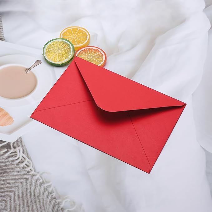 50 Packs of A7 Envelopes for Invitation, Red 5x7 Envelopes with V Flap, Great for Graduation, Invitation, Baby Shower, Wedding and RSVP Cards (Red)