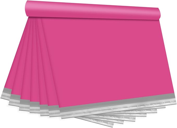 Pink Poly Mailers 12x15.5 in, Shipping Bags, 500 Pcs | Bulk poly mailers and shipping bags for clothes; mailing bags for packing shirts, hoodies, and apparel.