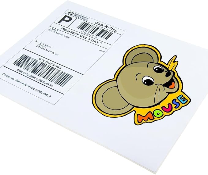 L LIKED 30 Matte Printable White Sticker Paper Full Sheet Labels 8.5" x 11" | 30 sheets, permanent adhesive, laser/inkjet compatible, smudge-free, for shipping, crafts & labels
