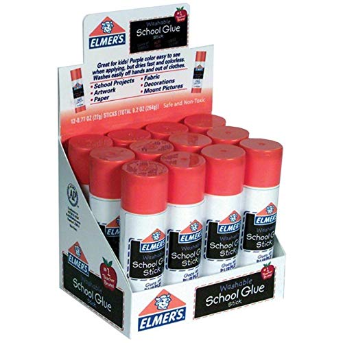 Elmer's Washable School Glue Stick, Disappearing Purple, 0.77 oz, Pack of 12