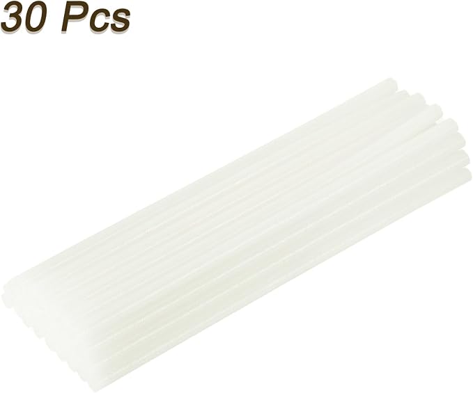 uxcell 30pcs Full Size Hot Glue Gun Sticks 8-inch x 0.27-inch High Sticky Small Hot Glue Sticks for Glue Gun, Glitter White