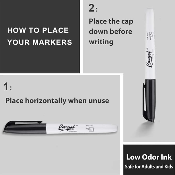 Dry Erase Markers Bulk, 96 Pack Fine Point Tip Black Dry Erase Markers, Low Odor Whiteboard Markers for Back to School, Office, Home, Work On White board & Calendar, Refrigerator.