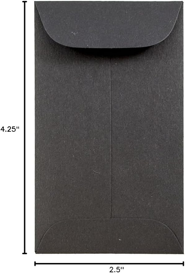 JAM PAPER #3 Coin Business Envelopes - 2 1/2 x 4 1/4 - Smooth Black - 50/Pack