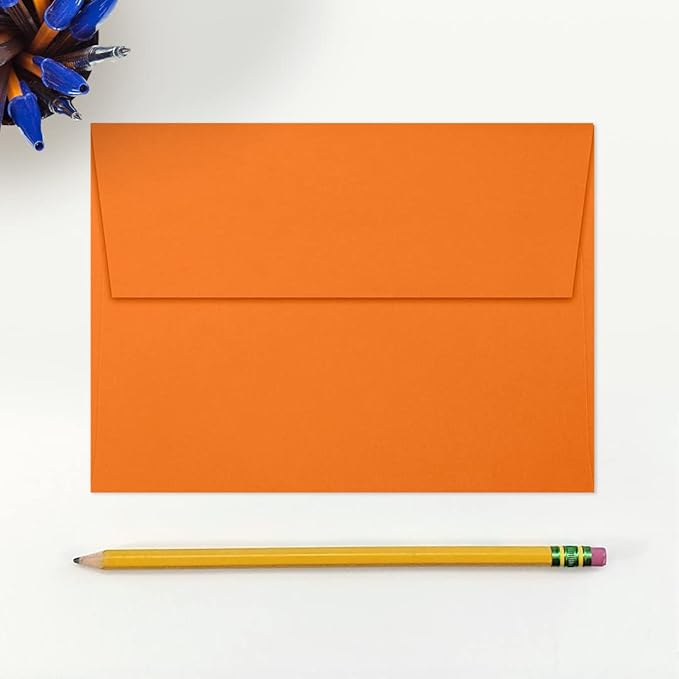 LUXPaper A7 Invitation Envelopes | Peel & Press | 5 1/4" x 7 1/4" | Mandarin Orange | 80lb. Text | 500 Qty