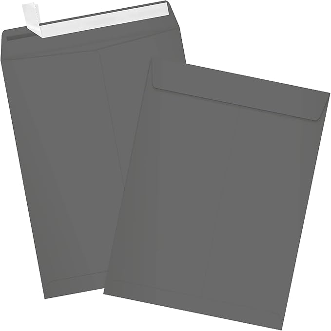 LUXPaper 9 x 12 Open End Envelopes | Peel & Press | Smoke Gray | 80lb. Text | 500 Qty
