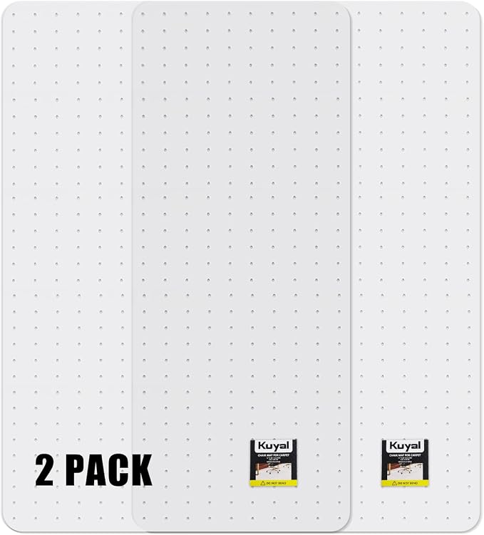 Kuyal Office Chair Mat for Carpet, Set of 2, Heavy Duty Computer Chair Mat | 32''x48'', Under Desk Protector Carpeted Clear Floors Mat, Easy Chair Movement,Ship Flat
