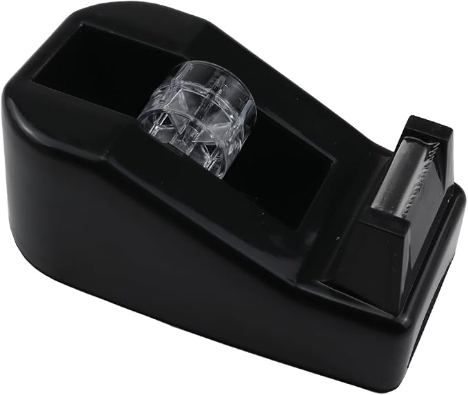 1Pcs Desktop Tape Dispenser,Adhesive Roll Holder with Weighted Nonskid Base,Office Tape Dispensers for School, Office and Home (Black)
