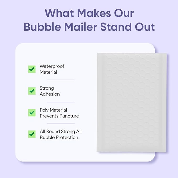 White Small Poly Bubble Mailers 6x10 inch #0 | Self Seal Padded Envelopes | Cushioned Bubble Mailer | Usable Size 6x9 | WaterProof | Lightweight mailing Shipping Bags | 250 Pack Bulk