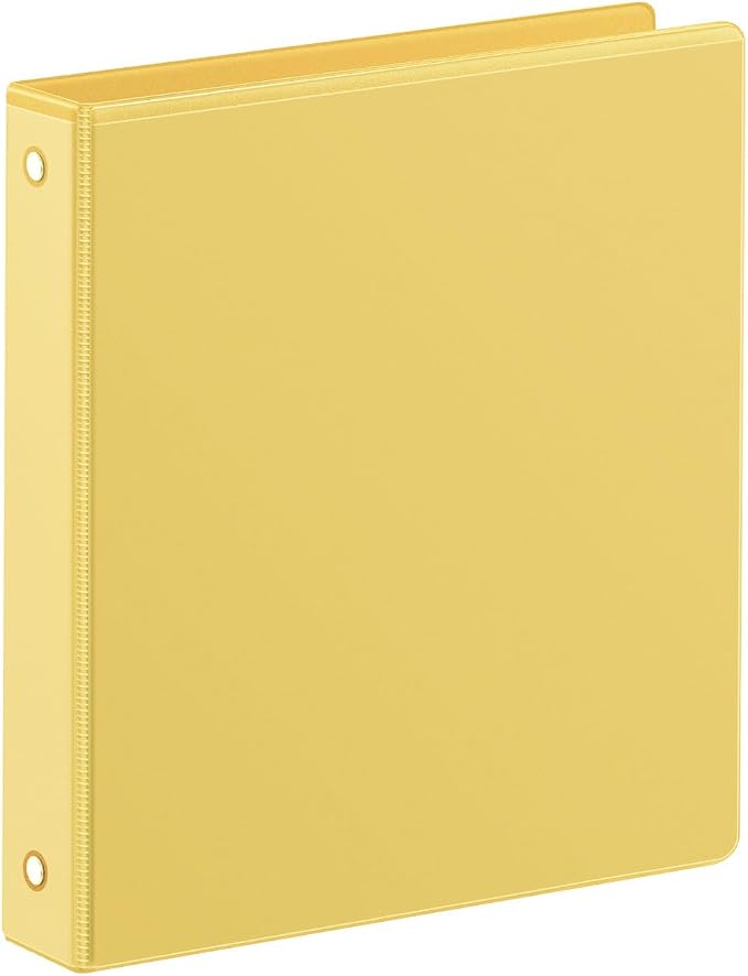 SUIN 1 Inch 3 Ring Binder, Clear 1'' View Presentation Binders with 2 Pockets, Fits 8.5 x 11 Letter Size, Durable Polypropylene, Non-Stick & PVC-Free for School, Office & Home (Yellow)