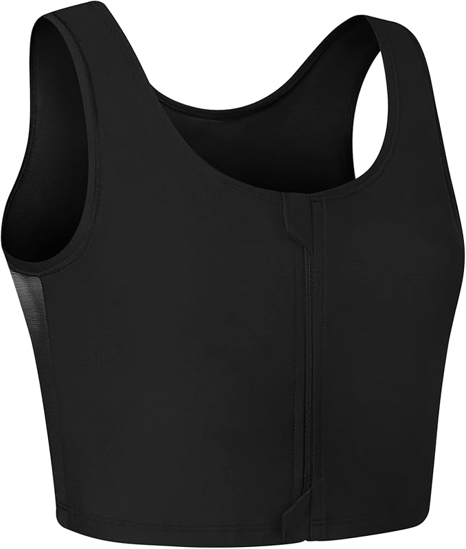 XUJI Transgender FTM Zip Up Breathable Half Chest Binder