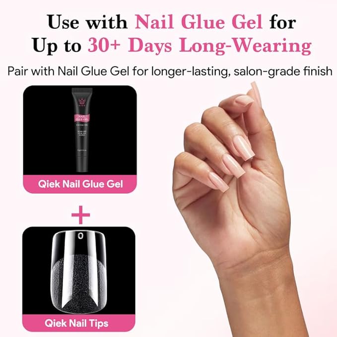 Short Square False Nail Tips, 15 Sizes 510 PCS Clear French Press On Fake Nail Soft Pre-shaped Half Matte Full Cover Gel Nail Tips Extensions Thick Long Lasting for DIY Beginners & Salon Manicure