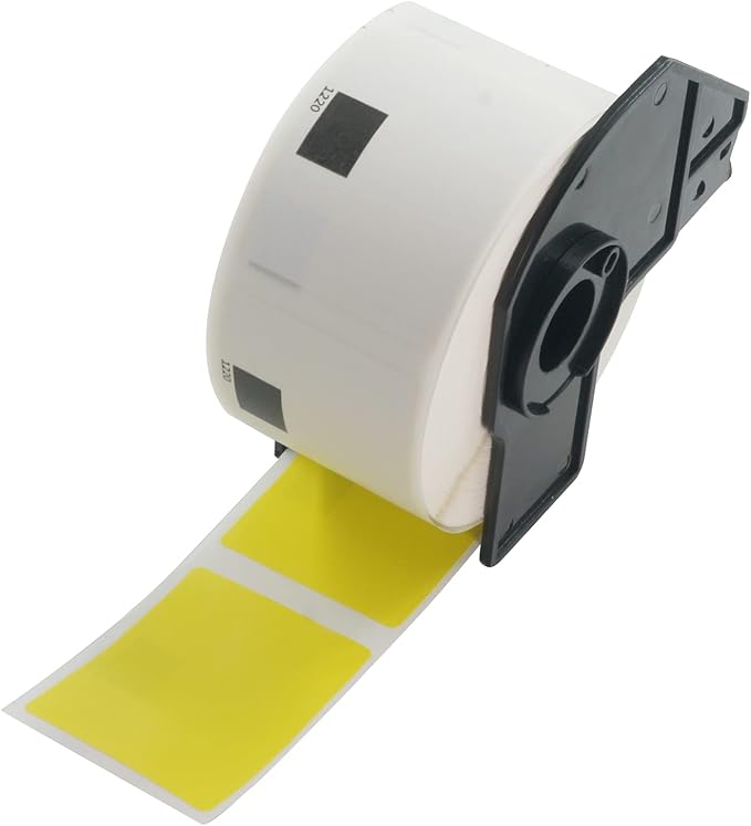 BETCKEY - White Food Labels Replacement for Brother DK-1220 (1.5 in x 1.8 in), Compatible with Brother QL Label Printers [1 Rolls/620 Labels, Yellow]