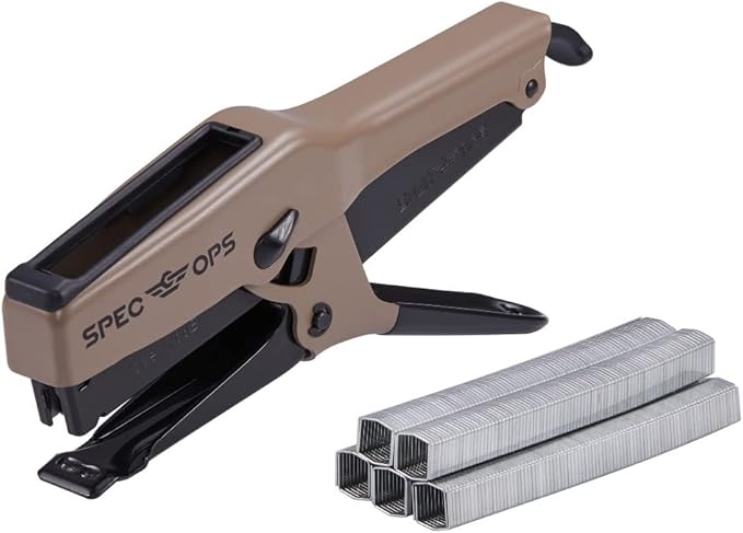 Spec Ops Tools Elite Duty Packaging Plier Stapler, 7/16 Crown, 1/4" - 3/8" Leg Length Staples, 3% Donated to Veterans