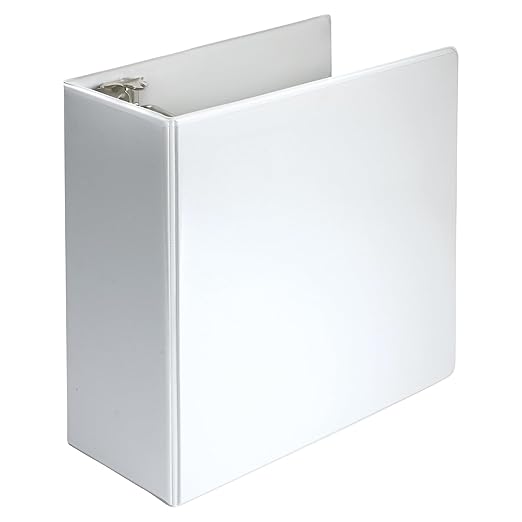 Samsill Durable 5 inch 3 Ring Binder, Locking D Ring 100% Recycled Chipboard, White
