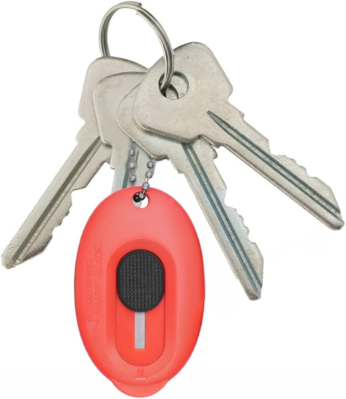 4 PCS Mini Box Cutter Small Safety Retractable Utility Knife Blade Right Or Left Handed Finger Friendly Package Box Opener with Keychain Hole