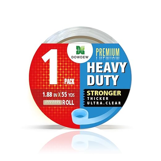 Clear Packing Tape, Heavy Duty Packaging Tape 1.88 inch x 55 Yards Refill Roll for Shipping Mailing Moving [Ultra Strong - Super Thick] (1 Roll / 55 Total Yards)