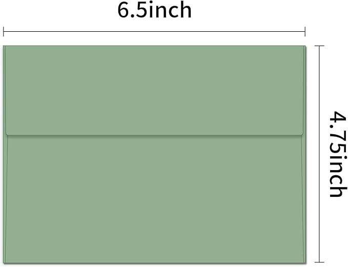 4x6 Green Envelopes For Invitation, A6 envelope 4.75 x 6.5 inch, 4X6 Envelopes for A6 cards,Self Seal envelopes for weddings, greeting cards,baby shower,photos,birthday (50, Green, A6)