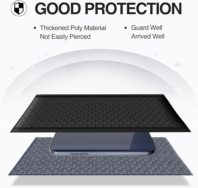 Koja Extra Thick Padded Bubble Mailers, 6x10 in, 50-Pack, Black | Usable interior size 6x9 in. Self-seal closure for secure packaging. Ideal for shipping and small business mailing.