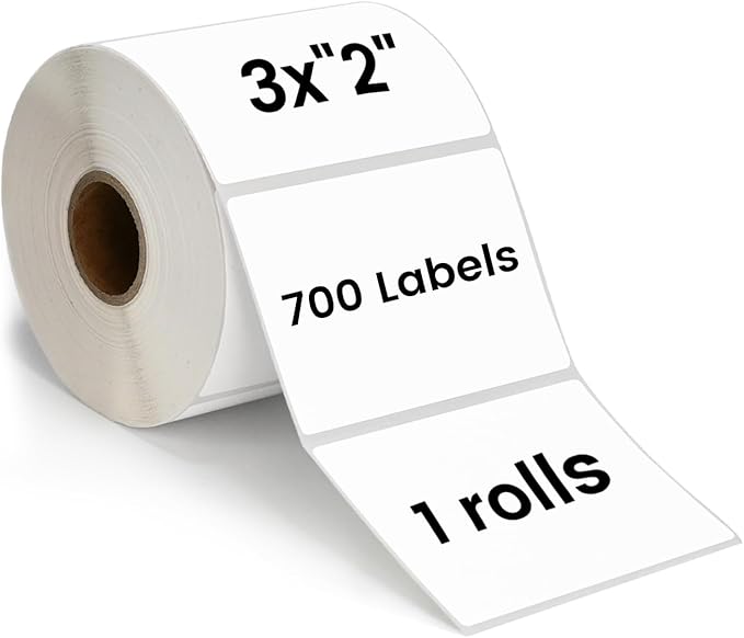 ESSENTIAL 3"x2" Direct Thermal Barcode Labels, Shipping Label, Compatible with Arkscan & Zebra Label Printers, 700 per Roll (1 Roll)