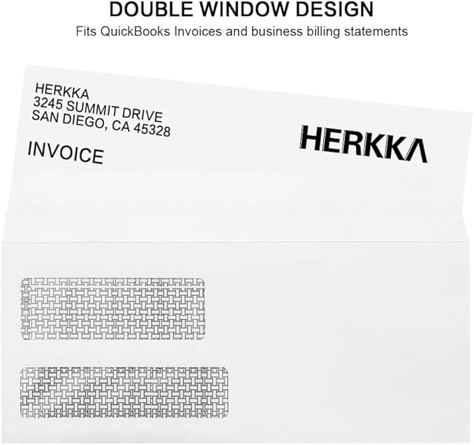 #9 Double Window Security Envelopes, HERKKA No.9 Double Window Business Envelopes Designed for Invoices and Business Statements - Number 9 Size 3 7/8 Inch X 8 7/8 Inch - 24 LB - 500 Pack