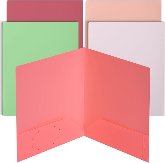 Mr. Pen- Plastic Folders with Pockets, 5 pcs | Aesthetic File Folder with Business Card Slot, 2-Pocket Folder, Back to School, Office, Filing Supplies