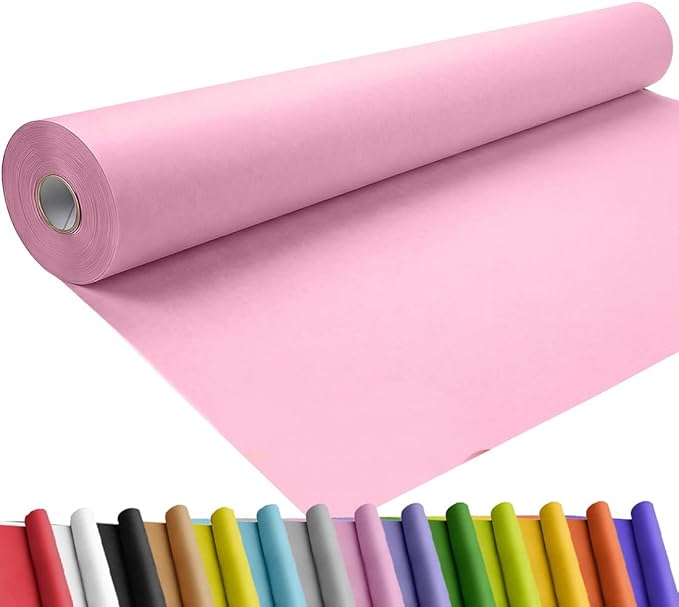 SMART&CASUAL 48" x 1,500" (125') Light Pink Kraft Craft Paper Roll for Gift Wrapping Bulletin Board Bouquet Flower Kids Art Packing Parcel Table Covering 80GSM 55LB (Light Pink, 48" x 125')