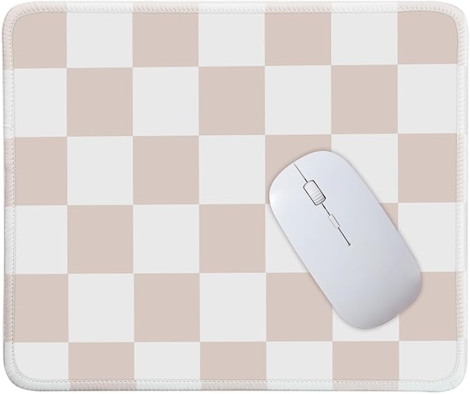 Mouse Pad for Desk with Stitched Edge, Premium Cute Washable Mouse Pads. Computer Mousepad with Non-Slip Rubber Base, Mousepads for Laptop, 9.25x7.75x0.12 inch (Classic Checker)