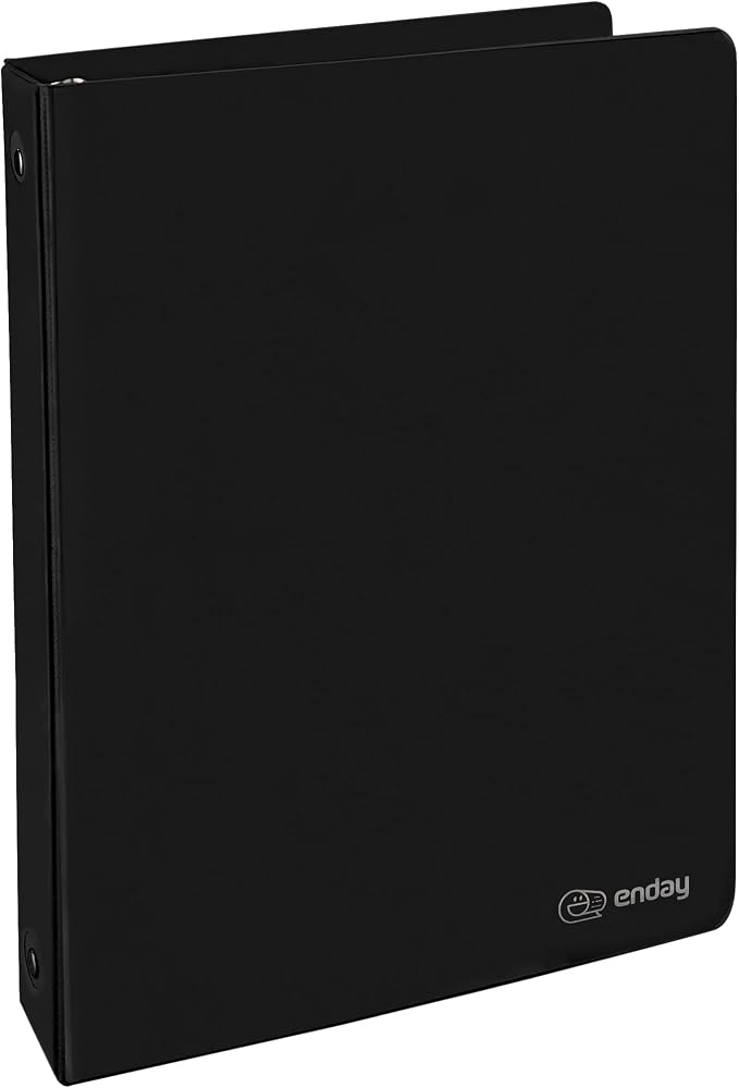 Enday 1 Inch Binder, Black 3 Ring Binder 1 Inch, Heavy Duty Three Ring Binder, 175 Sheets Capacity - One Inch Binder for Home School and Office.