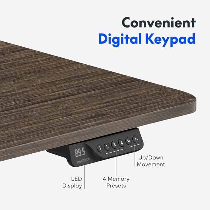 FLEXISPOT 63"x28" Large Dual Motor Electric Standing Desk, Black Walnut - 198 LBS Heavy-Duty Capacity, Ideal for Home Office, Creative Studio, or Multi-Monitor Setup