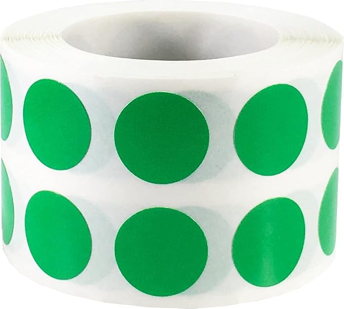 Spring Green Color Coding Labels, 0.50 Inch Round Circle Dot Stickers, 1,000 Total Adhesive Labels on a Roll for Inventory Organization, Filing, Sorting, and Tracking – Made in the USA
