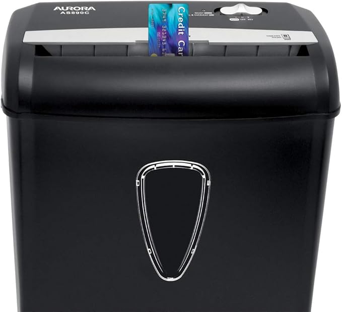 Aurora AS890C 8-Sheet Cross-Cut Paper/Credit Card Shredder with Basket