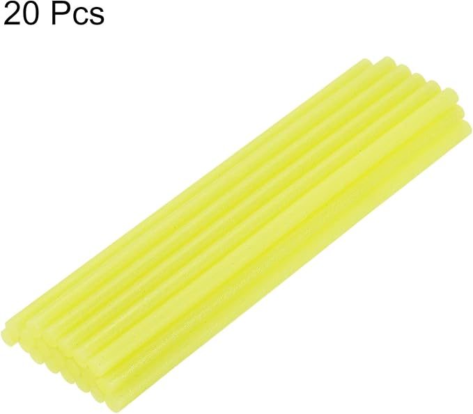 uxcell 20pcs Hot Glue Sticks for Glue Gun 11mm/0.43-inch x 8-inch Mini Hot Melt Adhesive Glue Stick Glitter Yellow