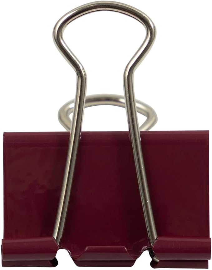 JAM PAPER Colorful Binder Clips - Medium - 1 1/4 Inch (32 mm) - Burgundy Binderclips - 15/Pack