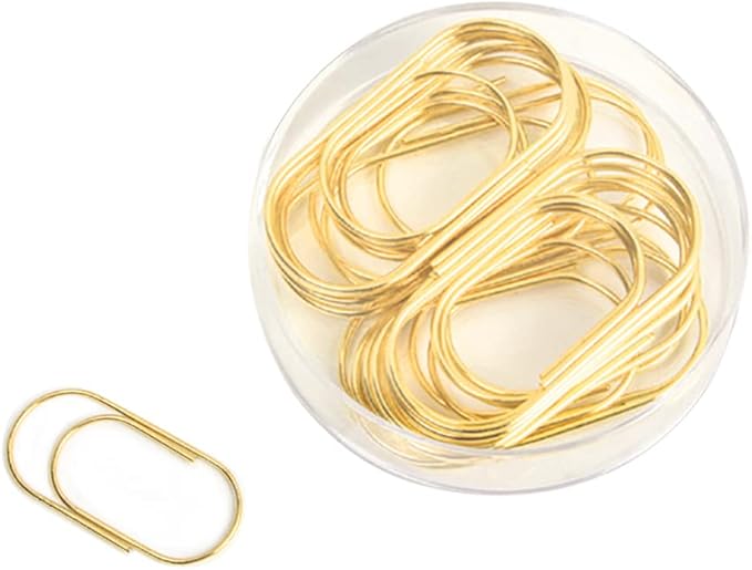 Gold Jumbo Big Paper Clips, 20pcs Oversized Gold Paperclips 50mm/2 inch Non Skid Smooth Finish Steel Wire Office Supply Accessories