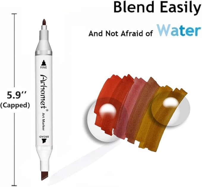 Arhomet 6pcs Brown Alcohol Markers Set, Dual Tips Art Markers Drawing Sketched Double Tipped for Beginner Adults (Brown)