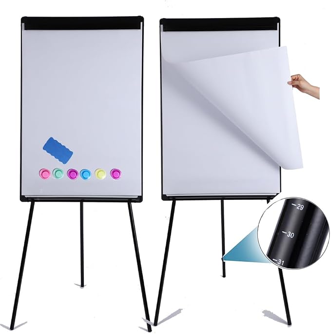 Whiteboard Easel 36" x 24", 2 Pack Magnetic Dry Erase Easel on Tripod Stand | Height Adjustable 3' x 2' Magnetic Dry Erase Board on Tripod Stand, Includes Flip Chart Paper Pad,for Office Home & Classroom