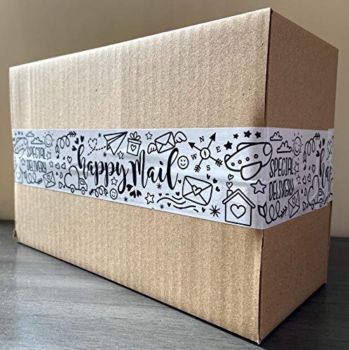 Sip & Celebrate Happy Mail© Cute Packing Shipping Tape - Small Business Packaging - Extra Large Roll - 110 YDS (330 FT)