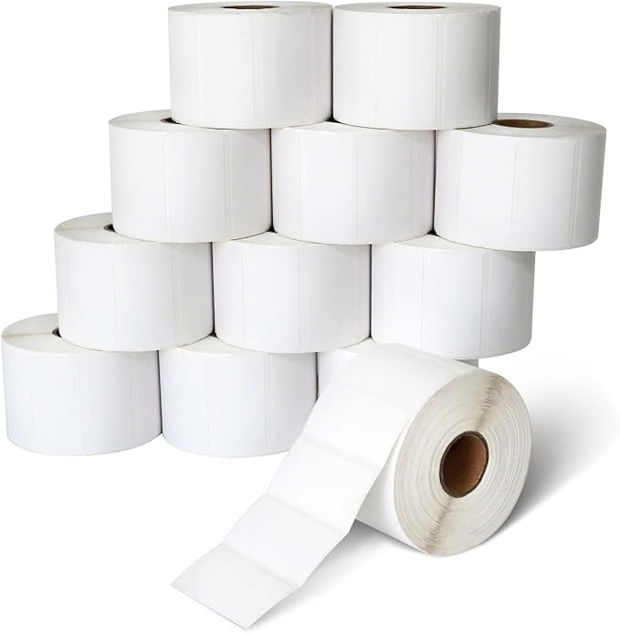 ESSENTIAL 2"x 1" Direct Thermal Barcode Labe, Shipping Labels, Compatible with Zebra & Rollo Label Printer, 1300 Per Roll (12 Rolls)