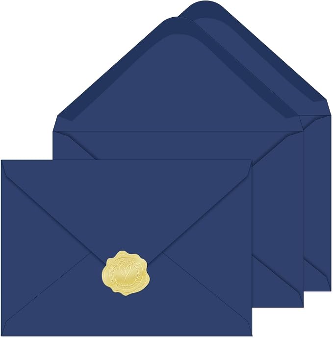 A7 Envelopes 30 Pack Blue 5x7 V Flap Thick Invitation Envelopes | 150gsm,for 5x7 photos,cards,wedding,birthday,graduation,party,announcements,baby shower,holiday mails,with Stickers