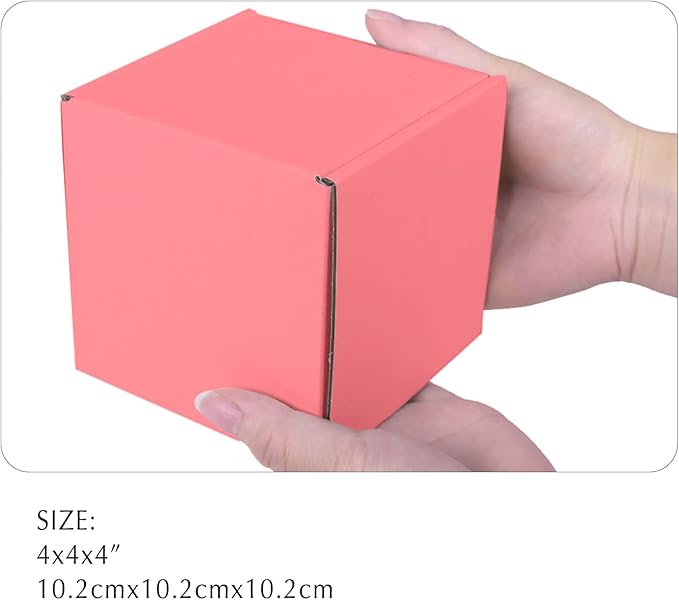 4x4x4 Pink Cardboard Corrugated Boxes - 30 Pack Small Shipping Boxes for Mailing & Packaging