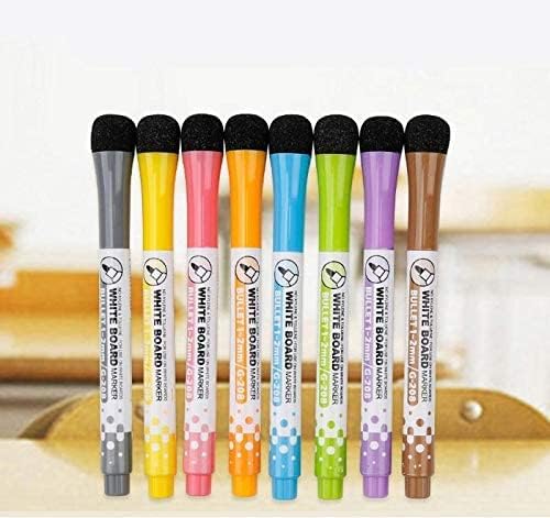 YES4QUALITY Dry Erase Markers for Whiteboard w/Eraser Caps (8 Pack), Magnetic White Board Marker Set for Kids, Ultra-Fine Tip, Assorted Colors & Low-Odor, Use for Office, Classroom & Home