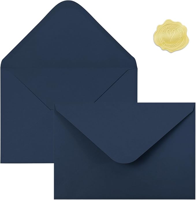 50 PCS Dark Blue Colorful A4 Envelopes,4x6 Envelopes for Invitations | 4x6 Envelopes for Greeting Cards, Great for Invitations, Wedding Invitation, Birthday, Baby Shower, Graduation