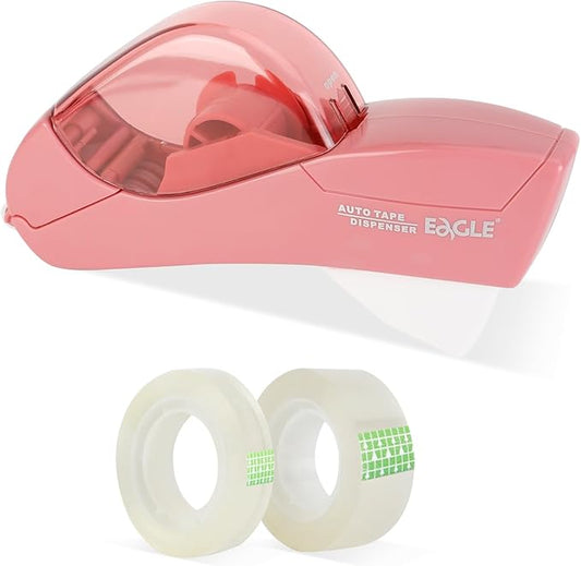 Eagle Automatic Tape Dispenser, Handheld & Portable Design, Office Tape Gun, One-Handed Operation with Safety Blade for Office, Home, DIY or Packaging (Includes 2 Free Tapes)（Flamingo Pink）