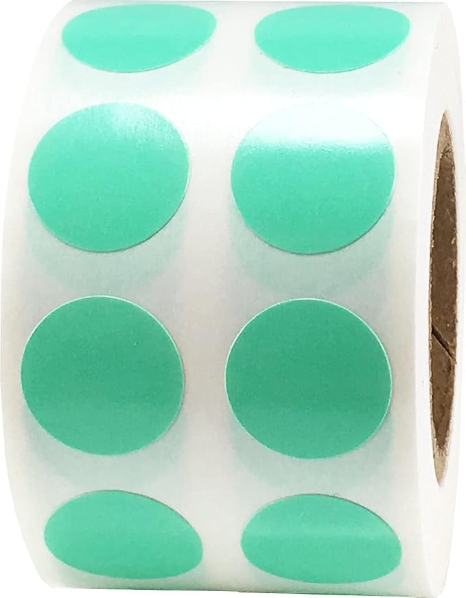 Wintergreen Color Coding Labels for Organizing Inventory 0.50 Inch Round Circle Dots 1,000 Total Adhesive Stickers On A Roll