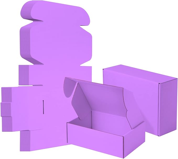 25 Pack Small Shipping Boxes Purple Corrugated Cardboard Box 9x6x3 inches，Corrugated Box for Packaging Small Business,Mailing Packing Literature Mailer,Shipping Gift Boxes