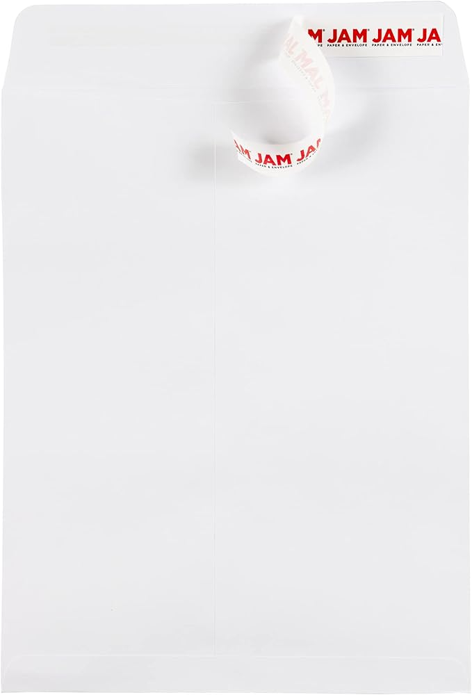 JAM PAPER 8 3/4 x 11 3/4 Open End Commercial Envelopes with Peel and Seal Closure - White - 25/Pack