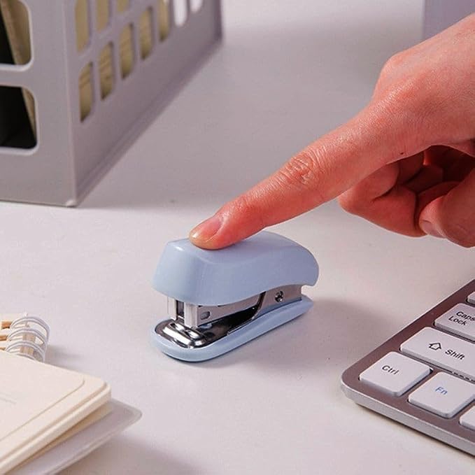 Blue Color Mini Stapler with Staples,Small Cute Stapler for Desk,Gift for Student or Office Use (Blue)