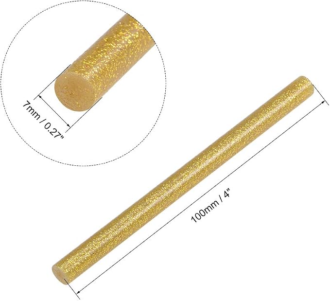 uxcell 30pcs Mini Hot Glue Gun Sticks 4-inch x 0.27-inch High Sticky Small Hot Glue Sticks for Glue Gun, Glitter Gold